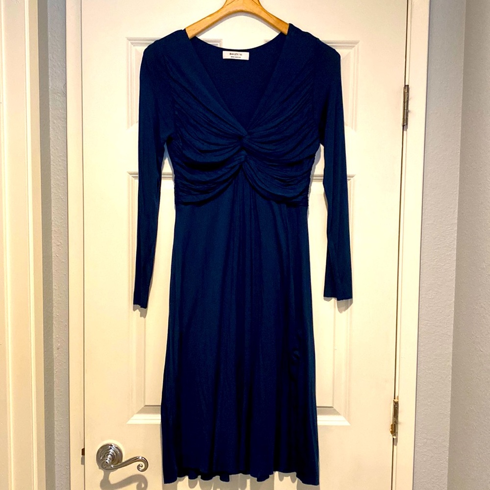 Bailey 44 Teal Jersey Ruched Midi Dress M